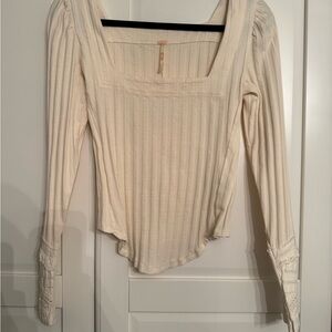 Free People Ivory Ribbed top